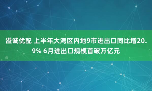 溢诚优配 上半年大湾区内地9市进出口同比增20.9% 6月进出口规模首破万亿元